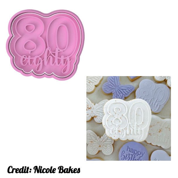 Number with Script cookie cutter and stamp (80) - Chickadee