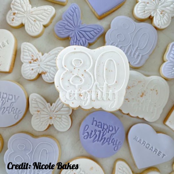 Number with Script cookie cutter and stamp (80) - Chickadee